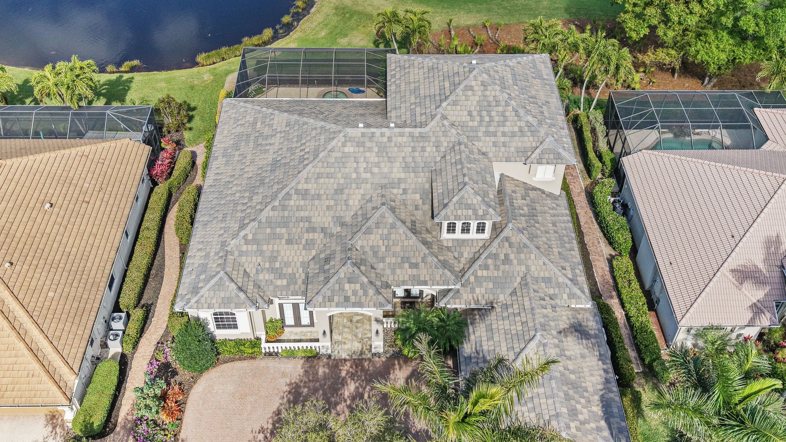 Gydn Roofing completed tile roof project — aerial topview